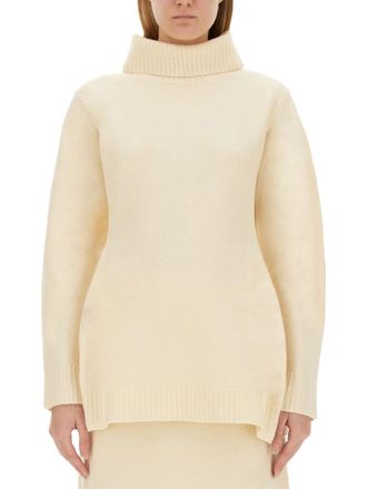 Jil Sander Ivory Solid Turtle Neck Sweater