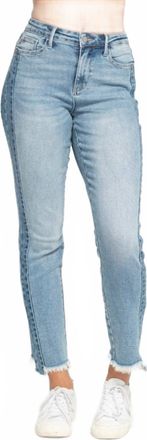 Judy Blue Side Panel Fray Hem Cropped Jeans In Blue
