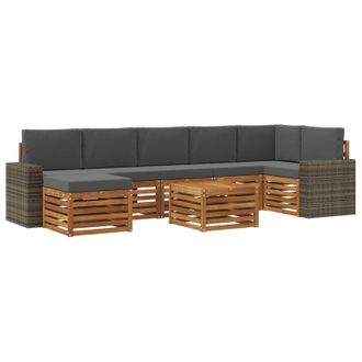 vidaXL Conjunto De Sof&aacute;s De Exterior 8 Pcs Natural Y Antracita Vidaxl