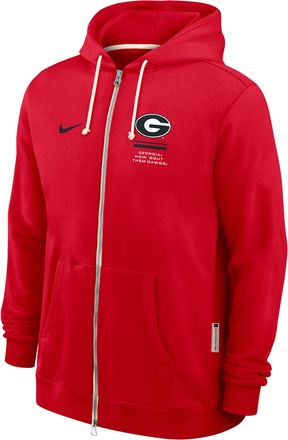 Nike Georgia Sideline Standard Issue Nike Mens Dri-FIT College Full-Zip Hoodie in Red | 03AV65NGBN-1FA