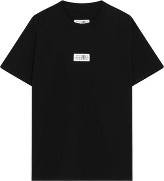 Maison Margiela Tops, Dames, Zwart, L, Katoen, T-shirt met logopatch