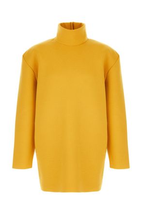 Saint Laurent Yellow Solid Turtle Neck Sweater
