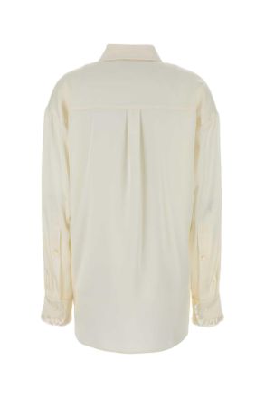 Stella McCartney Womens White Satin Oversize Shirt Cream Exterior: Acetate Viscose Maglie Sweater