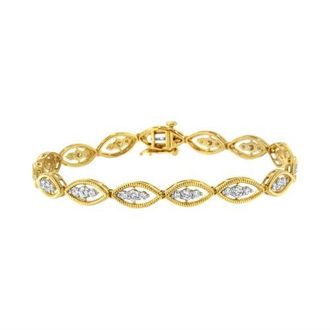 House of Brilliance 10K Yellow Gold Plated Silver 1 cttw Prong Set Diamond Link Bracelet at Nordstrom