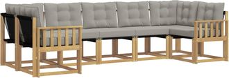 vidaXL Conjunto De Sof&aacute;s De Exterior 7 Uds. Blanco Y Gris Claro Vidaxl