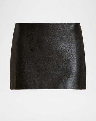 Khaite Jett Leather Mini Skirt