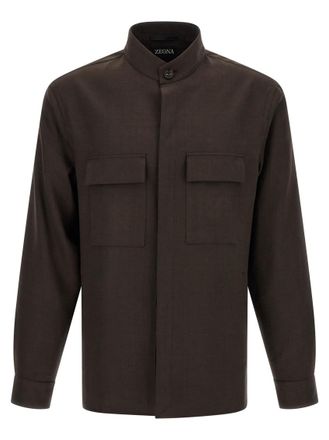 Ermenegildo Zegna Brown Regular Solid Shirt