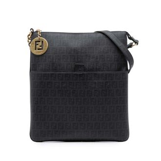 Fendi Pre-owned Fendi Zucchino Coated Canvas Charm Zip Crossbody Ladies 2415 8BT151 YG1 099