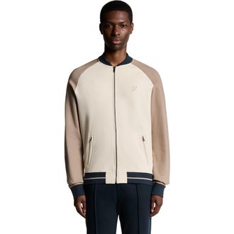 Lyle & Scott Interlock Contrast Raglan Bomber Jacket in Cobblestone at Nordstrom, Size Xx-Large