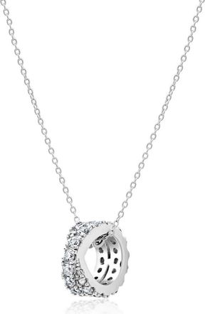 Crislu Grace Rolling Cubic Zirconia Pendant Necklace in Pure Platinum/Clear Stone at Nordstrom, Size 16