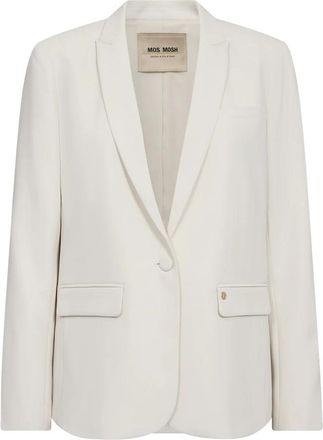 Mos Mosh Vrouwelijke Blazer met V-hals en Klepzakken - Dames - Blazers - Wit - XL - Polyester - Jassen