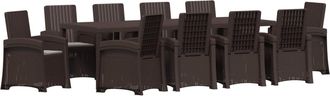 vidaXL Conjunto De Comedor De Jard&iacute;n 11 Uds. Marr&oacute;n Y Gris Claro Pp Vidaxl