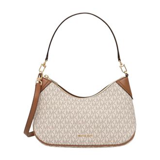 Michael Kors Tassen, Dames, Beige, ONE Size, Polyester, Jet Set Medium Signature Logo Convertible Crossbody Tas