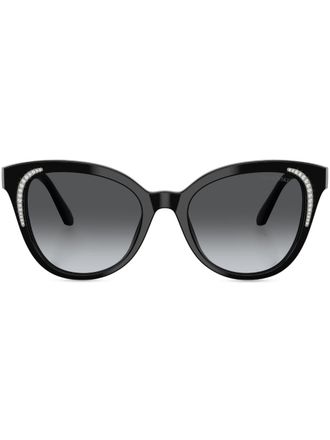 Swarovski Occhiali da sole oversize con cristalli - Nero