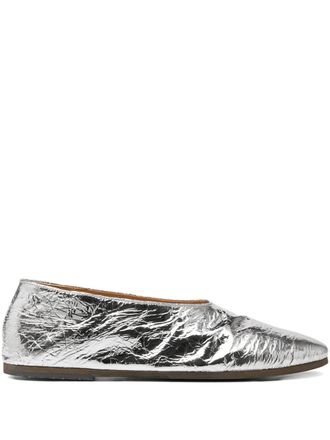 Mars&egrave;ll Coltellacio metallic leather ballet flats - Silver