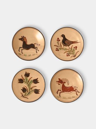 Poterie d'&Eacute;vires Animals Hand-Painted Ceramic Plates - 5.5in/14cm (Set of 4)