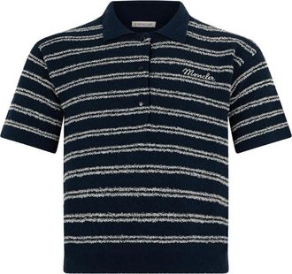 Moncler Striped Cotton Polo - Heren - Polos - Blauw - XL - Katoen - Tops