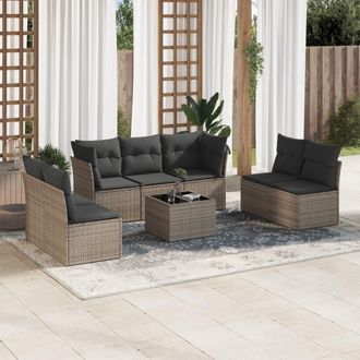 vidaXL Vidaxl - Set De Sof&aacute;s De Jard&iacute;n 8 Pzas Y Cojines Rat&aacute;n Sint&eacute;tico Gris