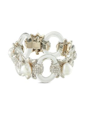 David Webb Bracciale in oro bianco 18kt con perle - Argento
