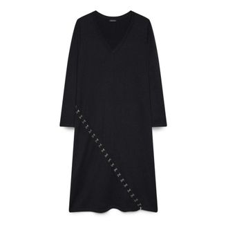 Fiorella Rubino Gebreide jurk met versieringen - Dames - Jurken - Zwart - Maat: XS Nylon