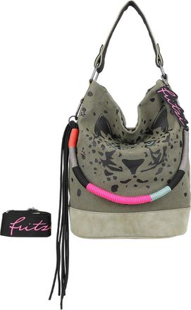 Fritzi Aus Preu&szlig;en Olga Limited Panther Studs Hobo Bag Black Olive Green