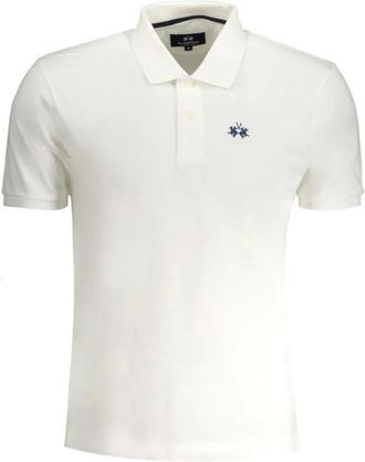 La Martina Witte Katoenen Polo Shirt Klassieke Pasvorm - Heren - Polos - Wit - 2XL - Katoen - Tops