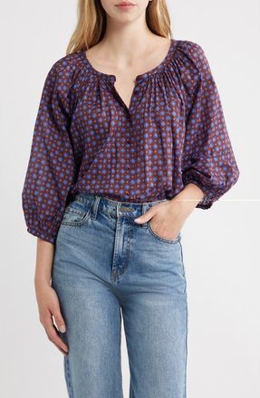 D&ocirc;en Jiana Print Organic Cotton Top in Menorca Foulard at Nordstrom, Size Xx-Small