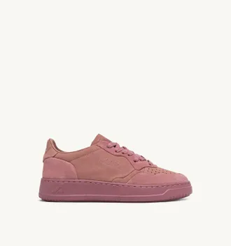 Autry MEDALIST LOW SNEAKERS IN ASH ROSE NUBUCK LEATHER AND SUEDE