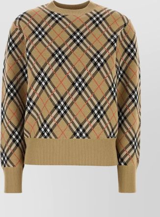 Burberry wool blend sweater with embroidered check pattern