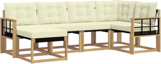 vidaXL Conjunto De Sof&aacute;s De Exterior 6 Uds. Blanco Y Crema Vidaxl