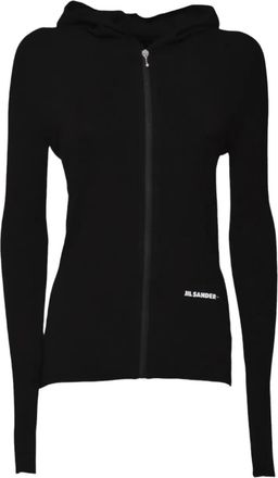 Jil Sander Felpa con cappuccio e logo - Nero