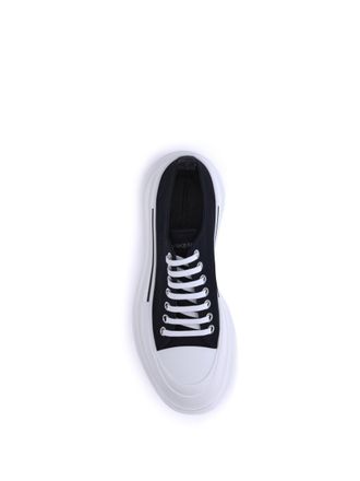 Alexander McQueen Mens Sneakers Tread Slick Black-White Upper: Canvas Trainers Black/white
