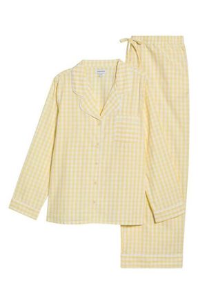 Nordstrom Classic Cotton Pajamas in White- Yellow Flan Gingham at Nordstrom, Size 3X