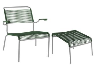 Schubiger M&ouml;bel Spaghetti-Lounger + Hocker S&auml;ntis mit Armlehnen