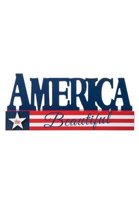 Glitzhome Patriotic Americana Wooden AMERICA Table Decor in Blue at Nordstrom, Size Small