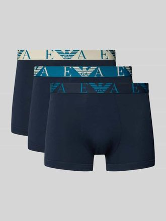 Emporio Armani Trunks im 3er-Pack mit elastischem Logo-Bund in Dunkelblau, Gr&ouml;&szlig;e XXL