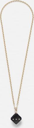 Marie Lichtenberg Collana Dado Jumbo con pendente in oro 18kt e legno con diamanti