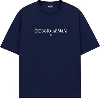 Giorgio Armani Royal Blue Logo Round Neck T-Shirt
