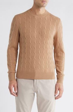 BOSS Hetico Cable Stitch Virgin Wool & Cashmere Sweater in Medium Beige at Nordstrom Rack, Size Xx-Large
