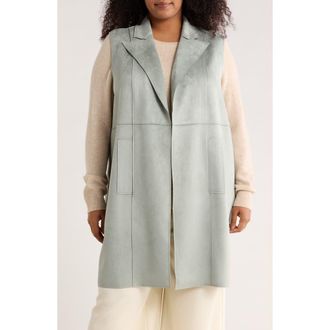 Magaschoni Faux Suede Notch Lapel Vest in Fresco Sage at Nordstrom Rack, Size 3 X