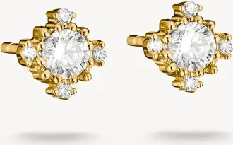 Thomas Sabo orecchini a bottone con zirconi bianchi in oro giallo, bianco
