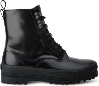 Superga Womens 3341 Alpine Combat Boots with Lug Sole in Total Black - Size UK 6.5