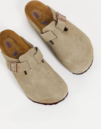 Birkenstock Boston - Zoccoli in camoscio color tortora-Neutro
