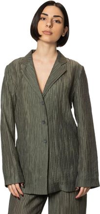 Emporio Armani Green Pleated Notched Lapel Blazer