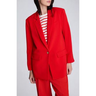 Kenneth Cole Oversize Luxe Twill Blazer in Lava Red at Nordstrom, Size Medium