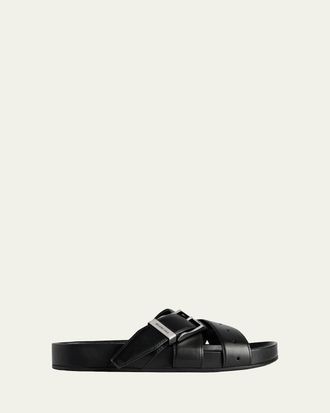 Balenciaga Mens Belt Leather Mule Sandals