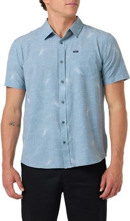 O'Neill UPF Slub Standard Short Sleeve Performance Button-Up Shirt in Lead at Nordstrom, Size Xx-Large