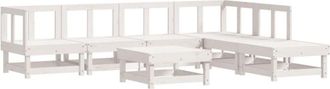 vidaXL Juego De Muebles De Jard&iacute;n 7 Pzas Madera Maciza De Pino Blanco Vidaxl