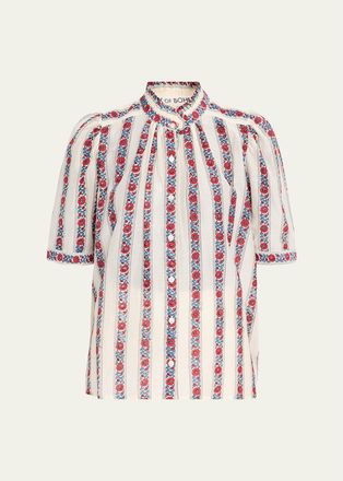 Alix of Bohemia Winnie Roseband Puff-Sleeve Blouse
