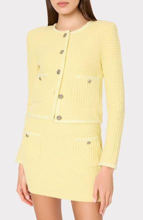 Milly Sade Textured Cardigan in Lt Yellow at Nordstrom, Size X-Small
